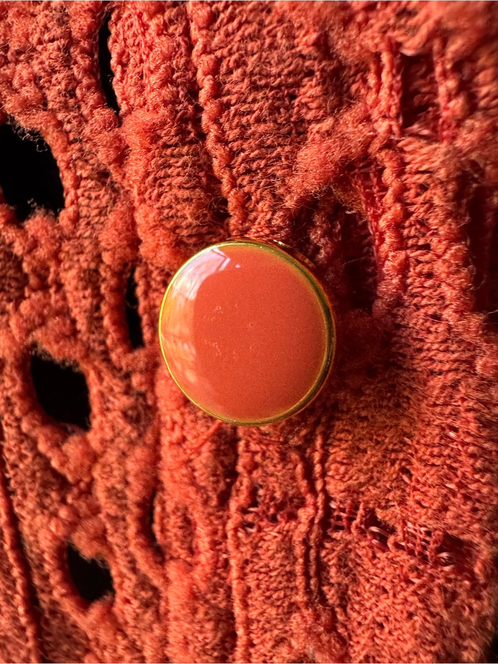 Nicole Miller Coral Openwork Button-Down Shirt - Picture 6 of 8